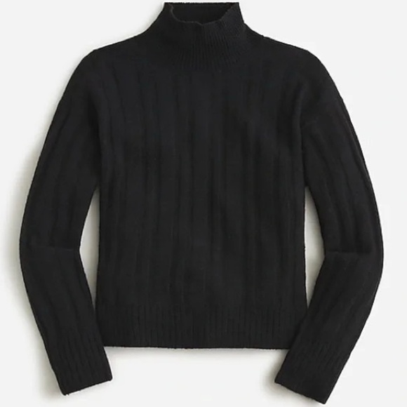 J. Crew ribbed mock neck sweater in supersoft yarn black women’s size XS. - Picture 1 of 10